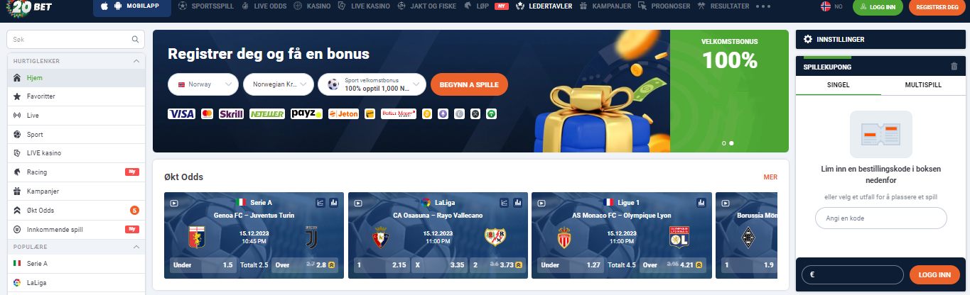 20Bet Bookmaker Welcome Bonus NO