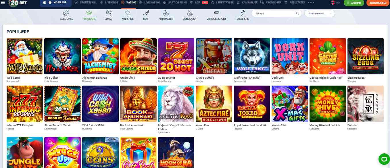 20Bet Casino Games NO