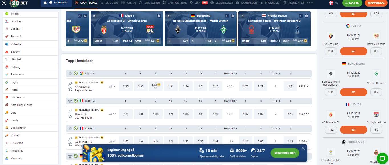 20Bet Sport Betting NO