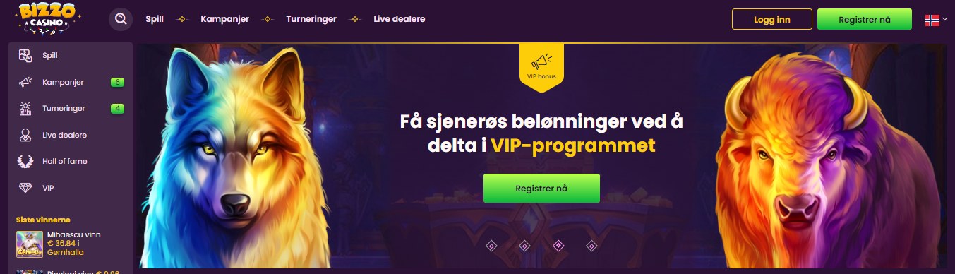 Bizzo Casino mane page NO