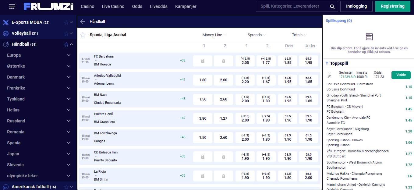 Frumzi Handball Betting, bookiesnorge.tv