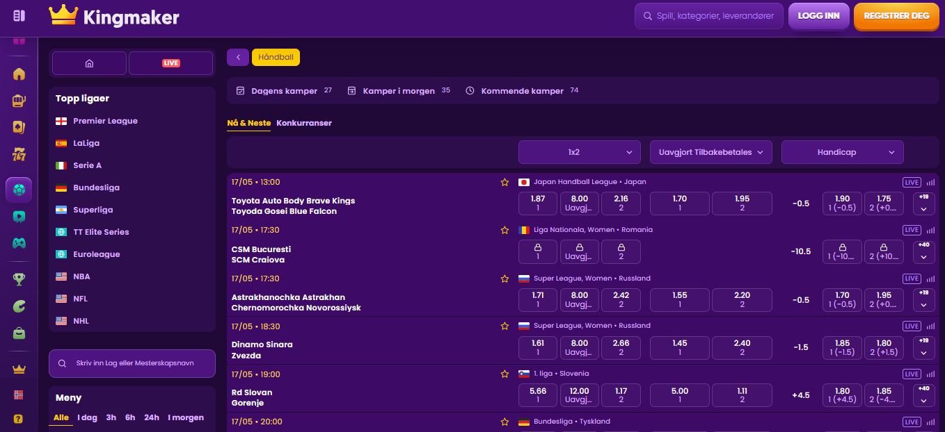 Kingmaker Handball Betting, bookiesnorge.tv