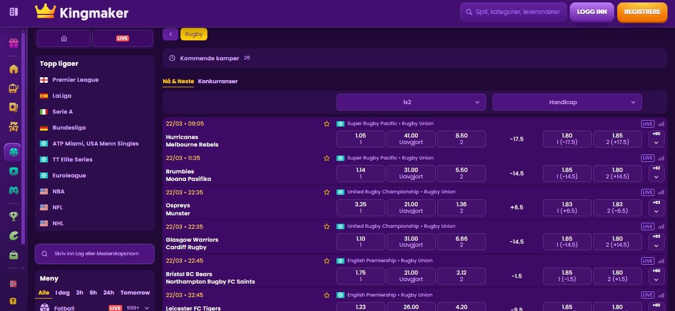 Kingmaker Sport Betting Rugby