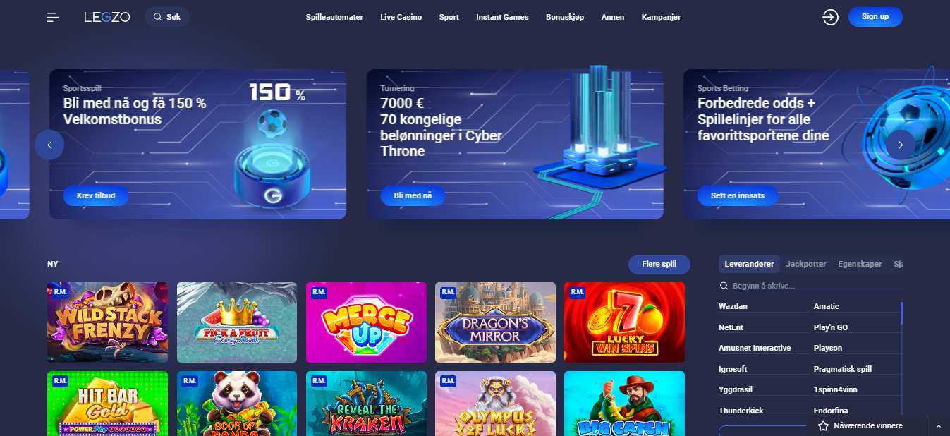 Legzo Casino Mane page