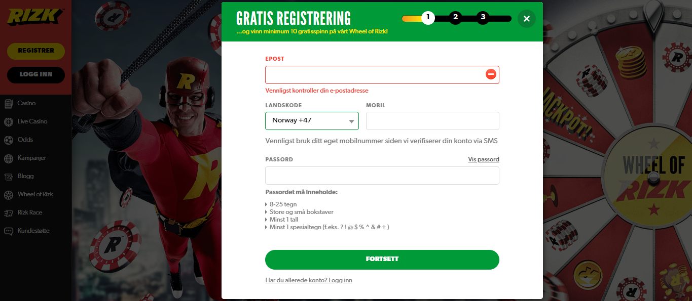Rizk Casino Registration NO