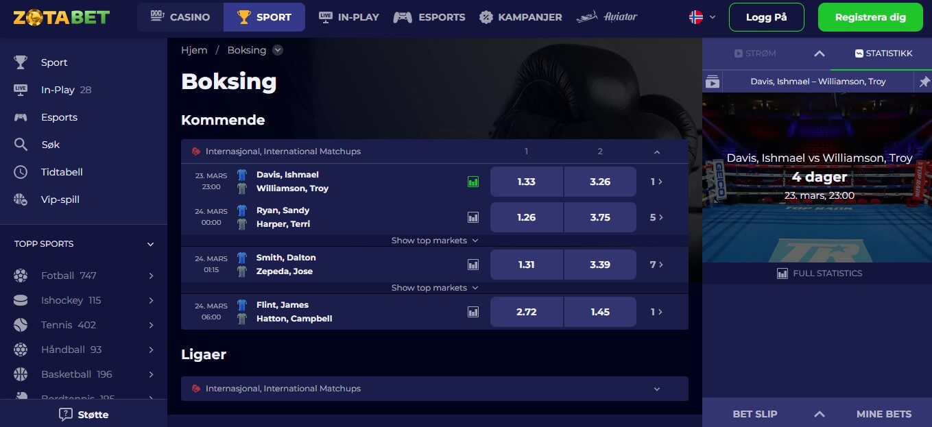 ZotaBet Sport Betting Boxing, bookiesnorge.tv