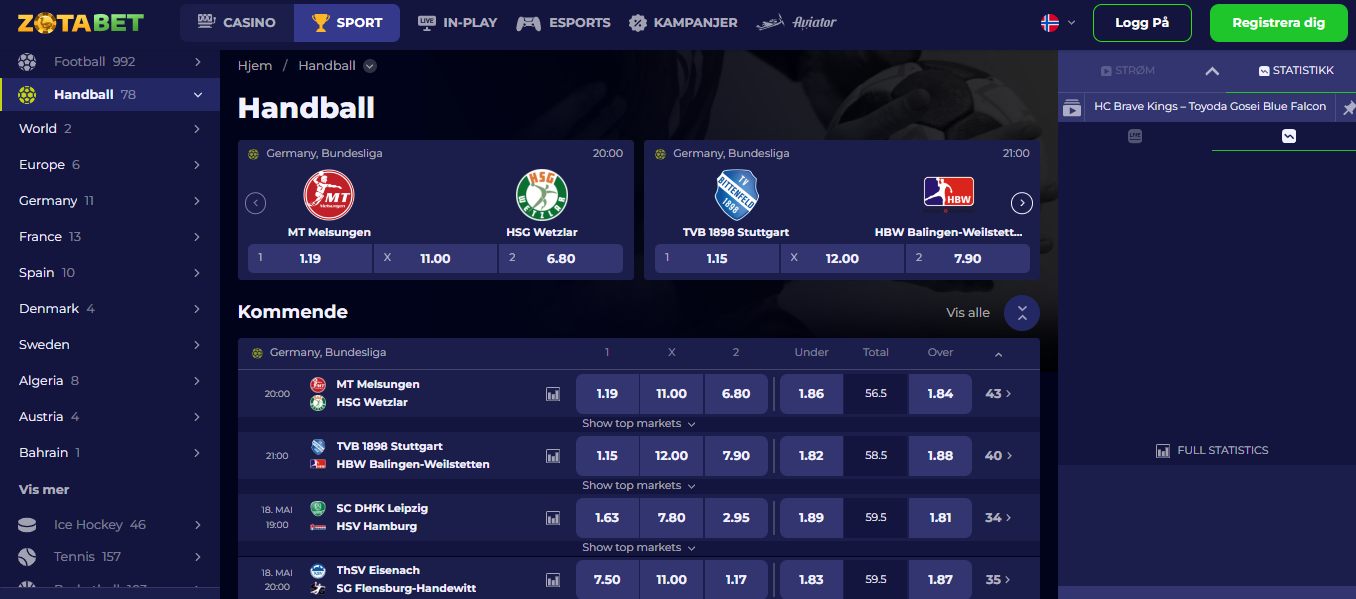 Zotabet Handball Betting, bookiesnorge.tv