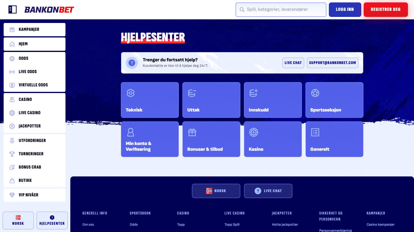 Bankonbet help centre Norway, bookiesnorge.tv
