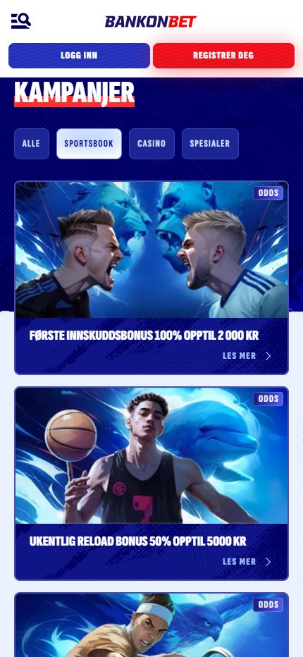 Bankonbet Sport Betting Bonuses Norway (mobile screen), bookiesnorge.tv