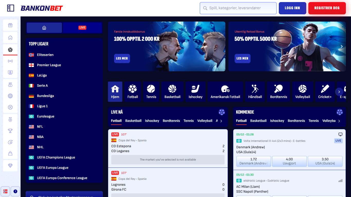 Bankonbet Sport Betting Norway, bookiesnorge.tv