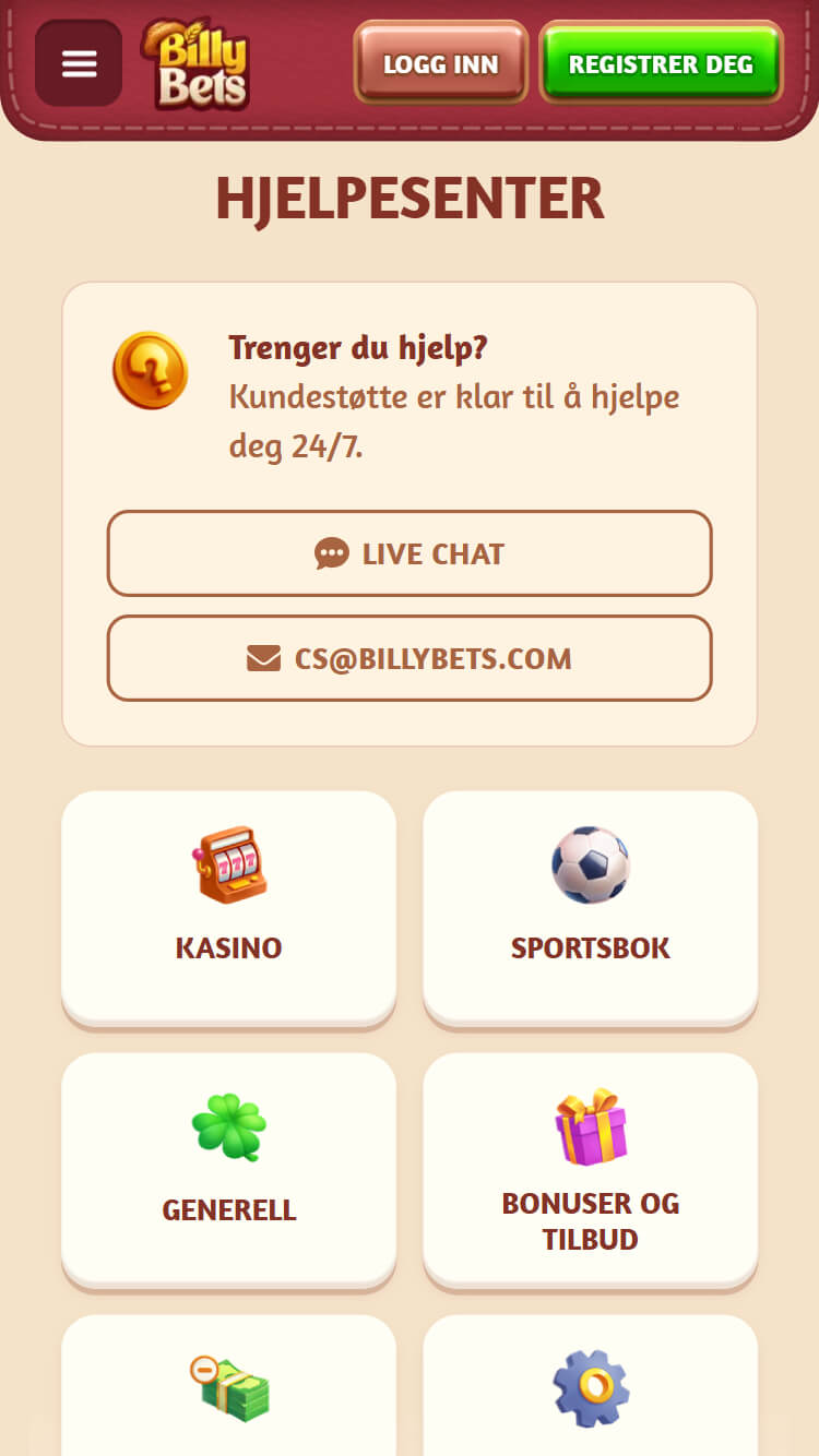 Kundesupport og tilgjengelige språk