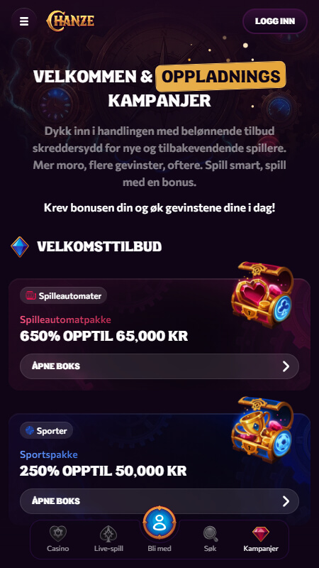 Chanze kasino bonuser og kampanjer