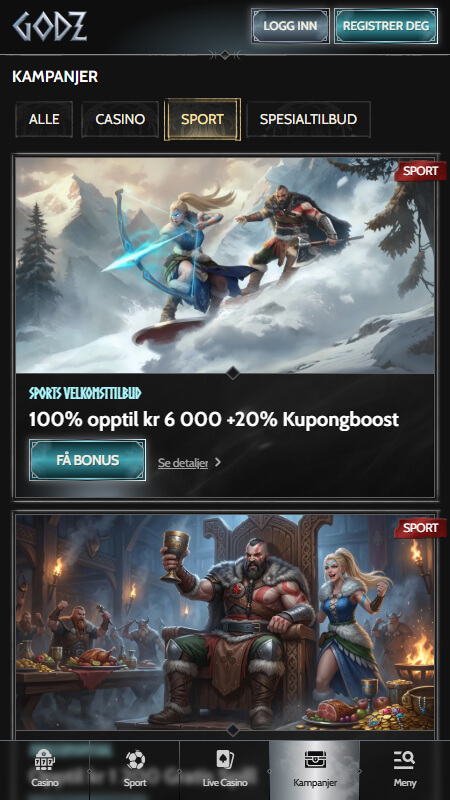 Godz sport bonuser og kampanjer