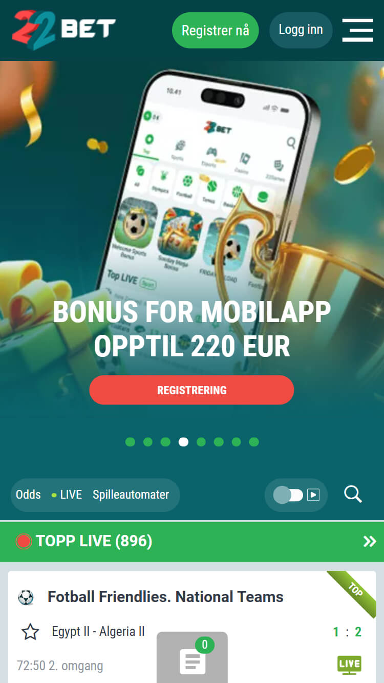 Mobilopplevelse: 22bet app