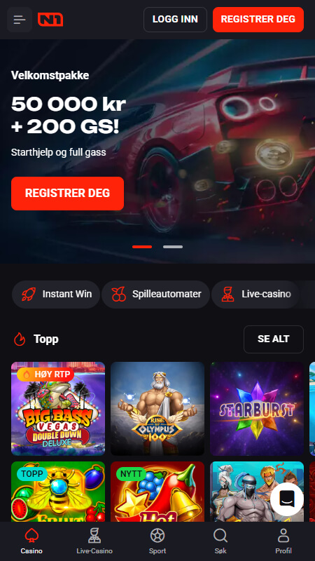 N1Bet main page