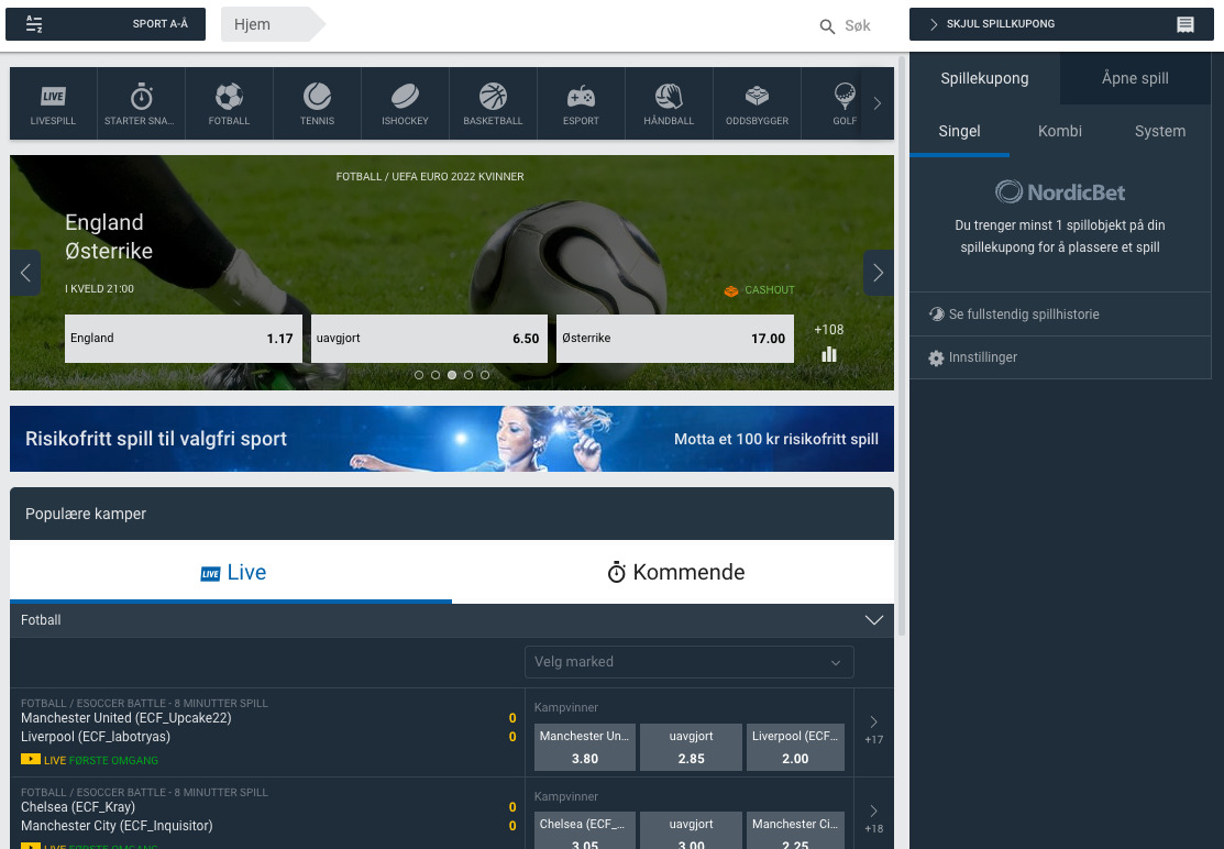 Skjermbilde av Nordicbet