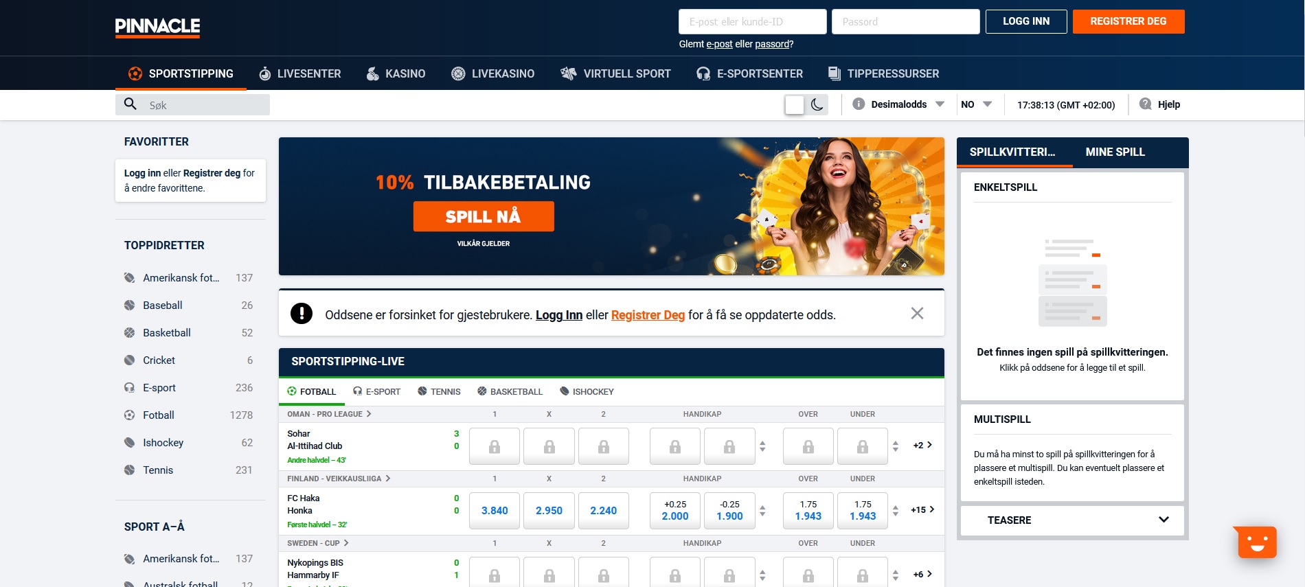 Pinnacle, bookiesnorge.tv