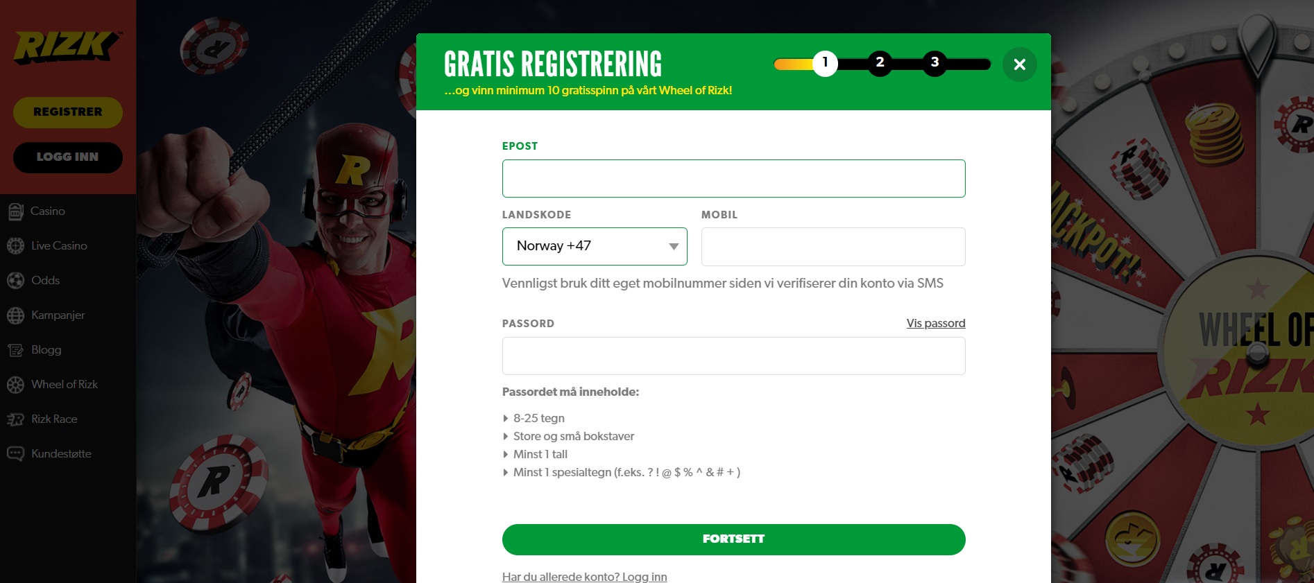registrering i rizk