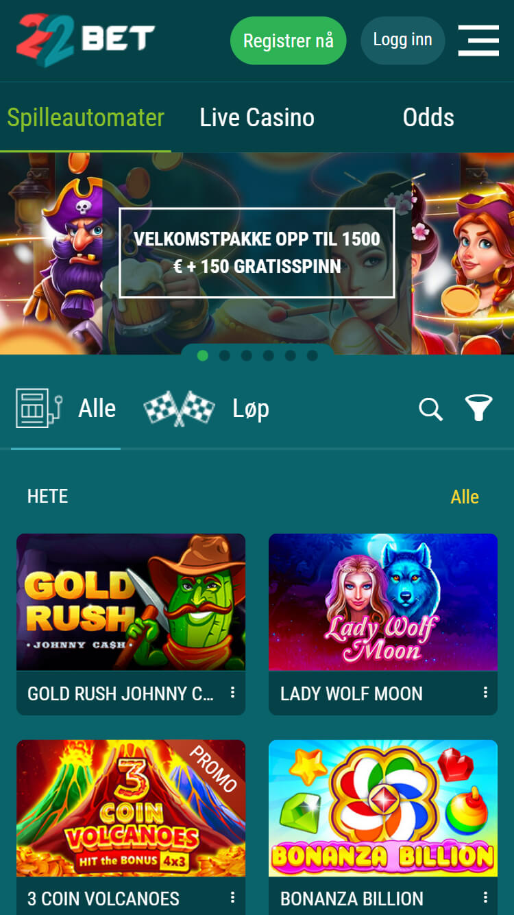 Spillutvalg hos 22bet Casino