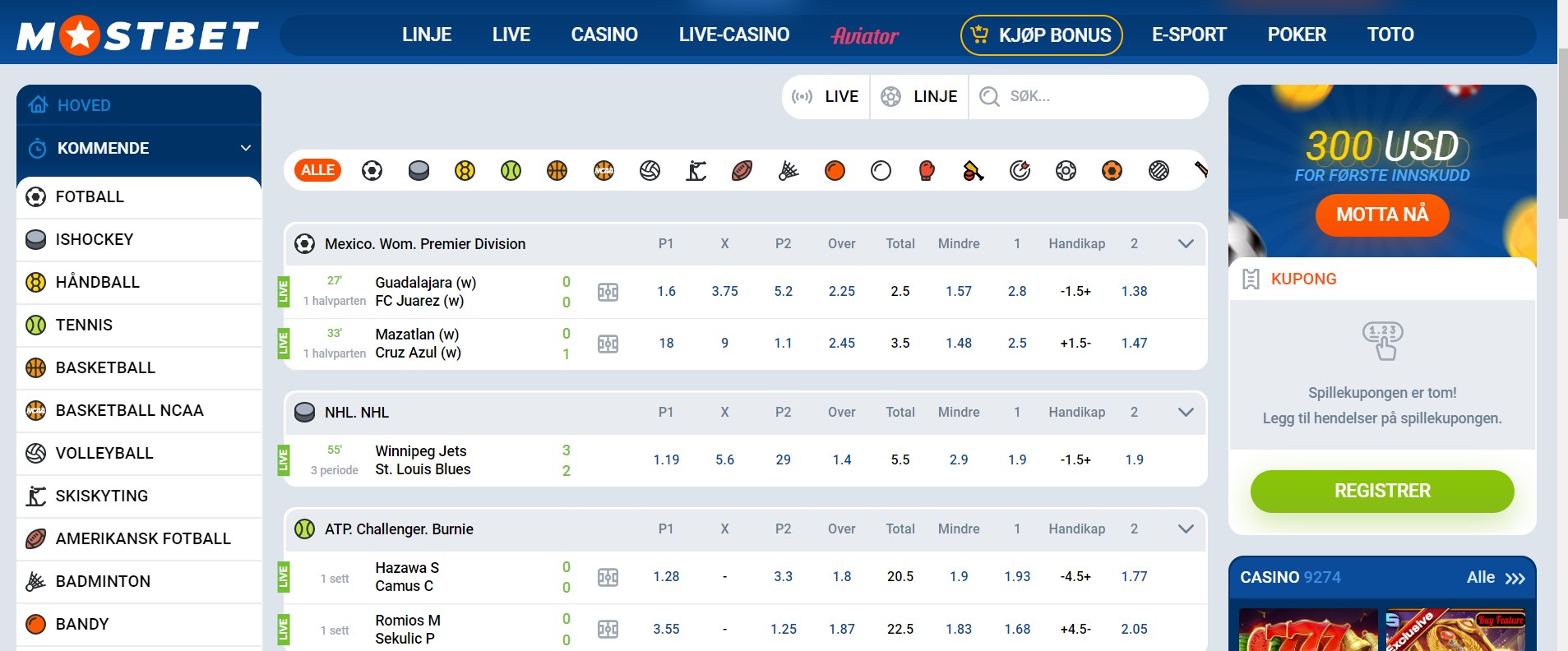 Sportsbetting Mostbet