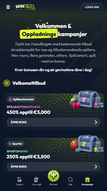 Winzter kasino bonuser og kampanjer Norge