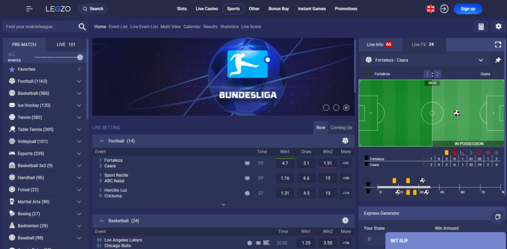 Sportsbetting hos Legzo