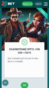 22Bet Velkomstbonus