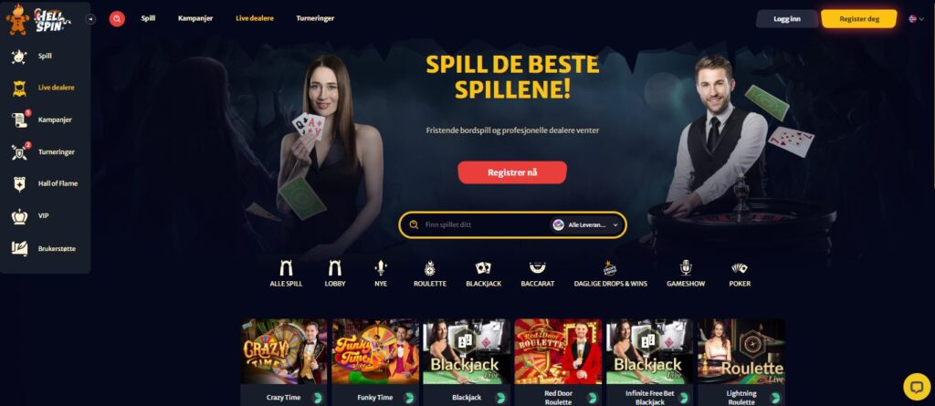 HellSpin Casino Live Dealers NO