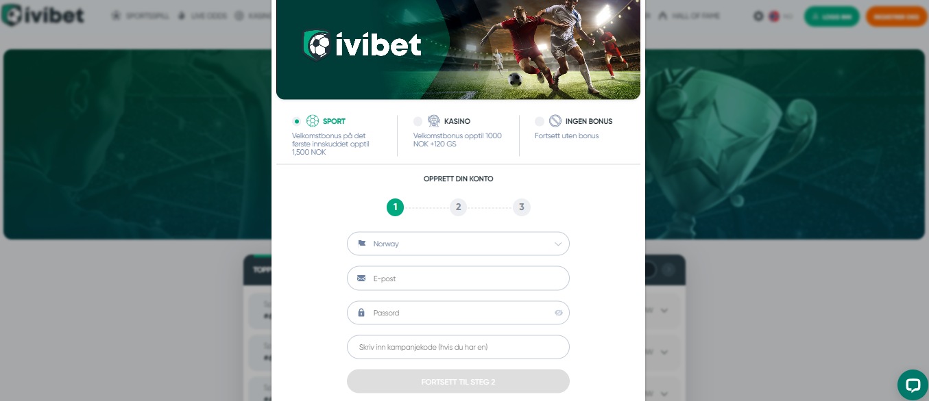 IviBet Sport Betting Registration NO