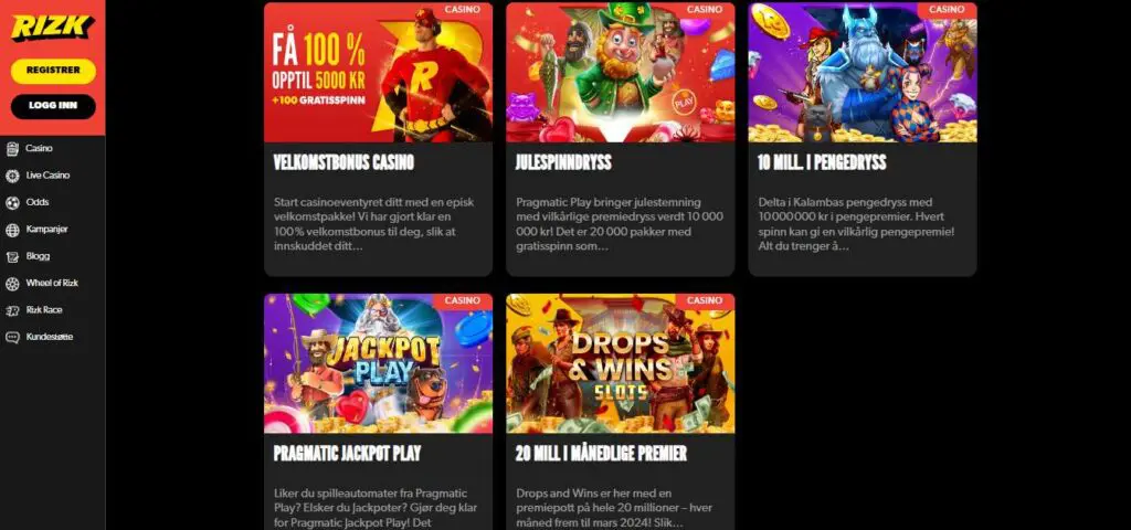 Rizk Casino Promotions i Norge