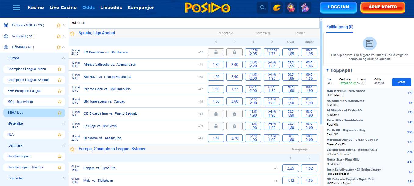 Posido Handball Betting, bookiesnorge.tv