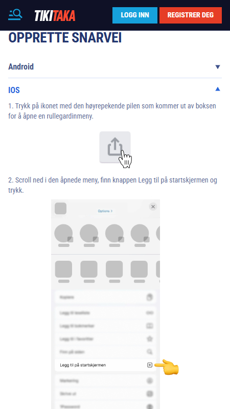 TikiTaka mobile shortcut