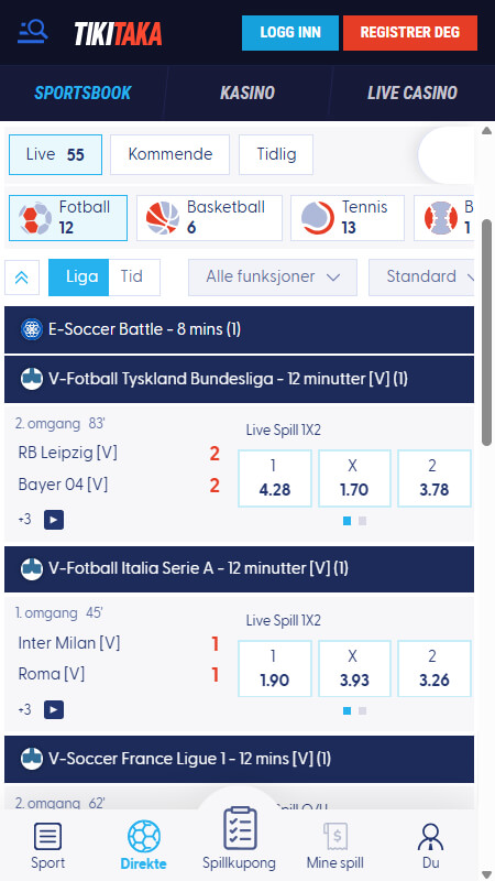 TikiTaka bookmaker Live betting