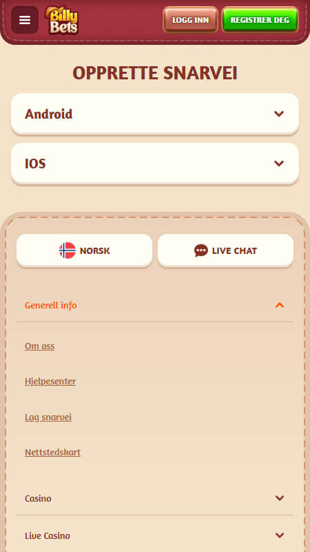 BillyBets mobile apps