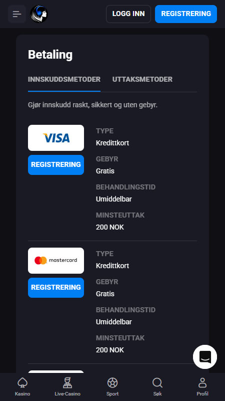 Lucky Vibe Payment options