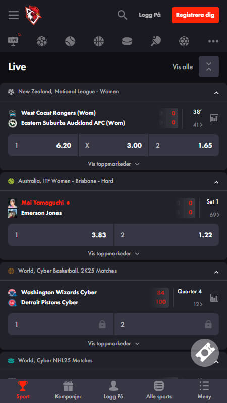 Rooster.bet Bookmaker live betting