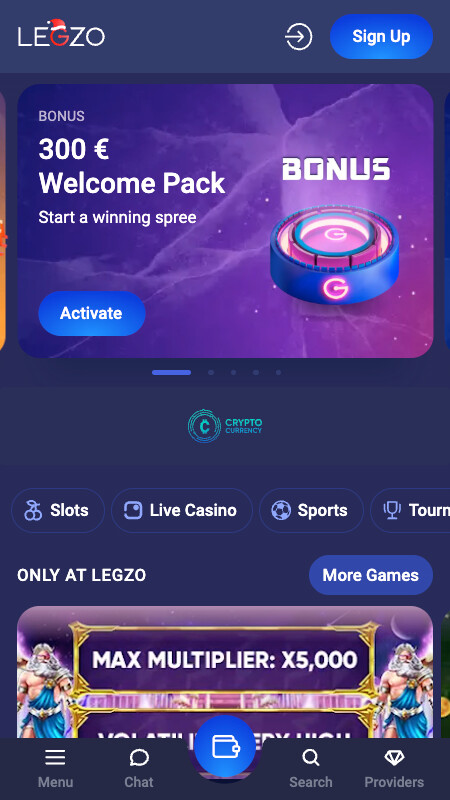 Legzo - Kasino med kryptovaluta