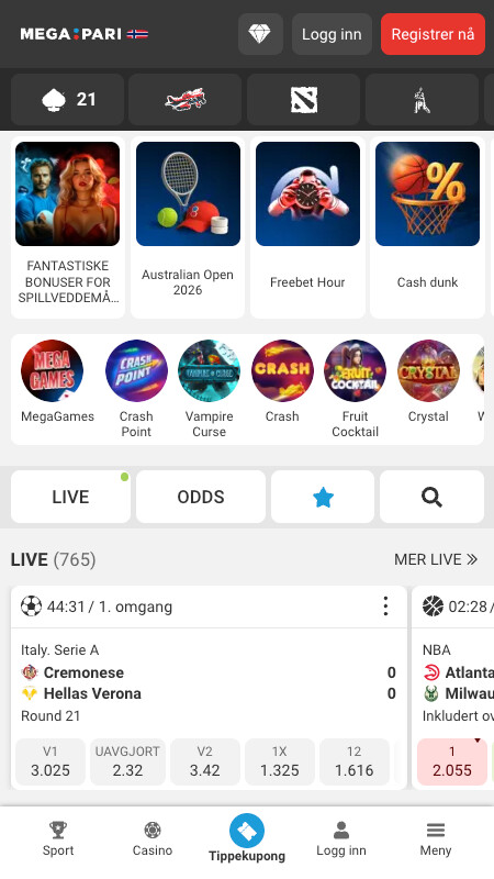 Megapari - Kasino med kryptovaluta