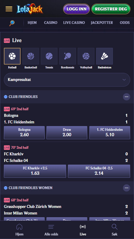 Sportsbetting hos LolaJack