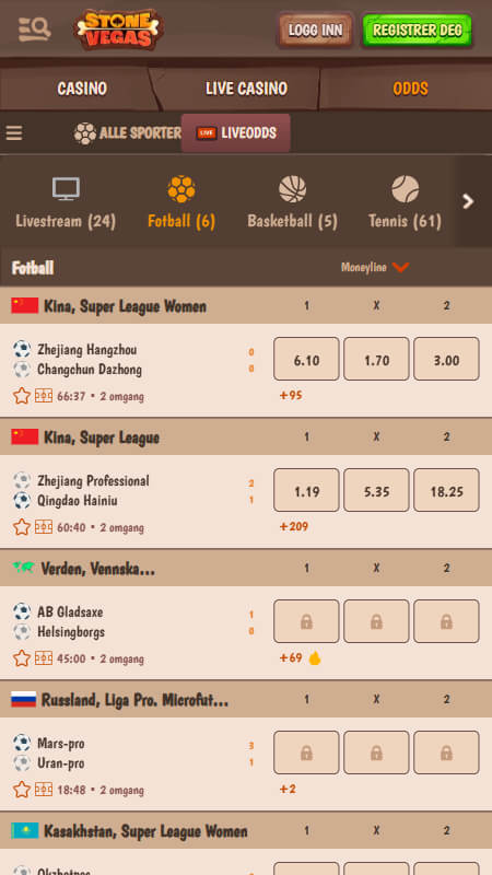 Sportsbetting hos StoneVegas bookmaker 