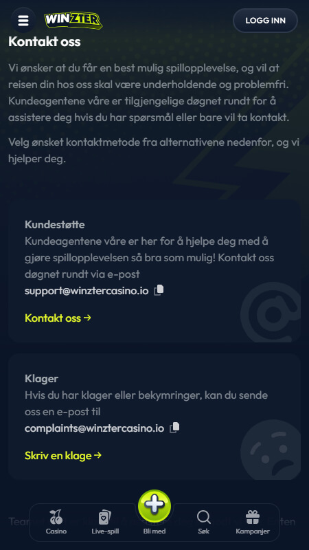 Winzter stonevegas hjelpsenter Norge